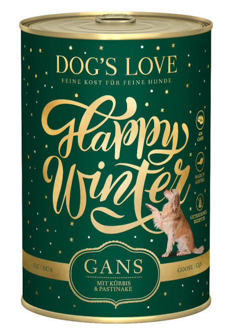 DOG'S LOVE Happy Winter – gęsina z dynią, pasternakiem i żurawiną (400g)