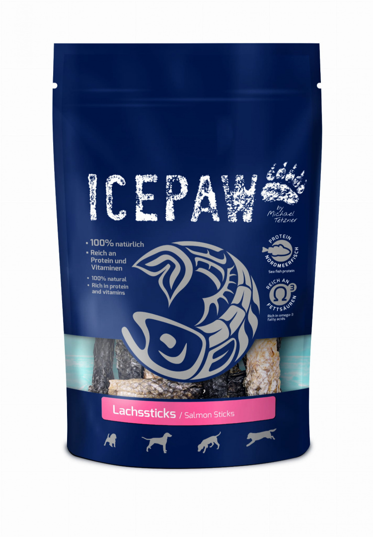 ICEPAW Lachsticks- suszone i zwijane skóry łososia dla psów