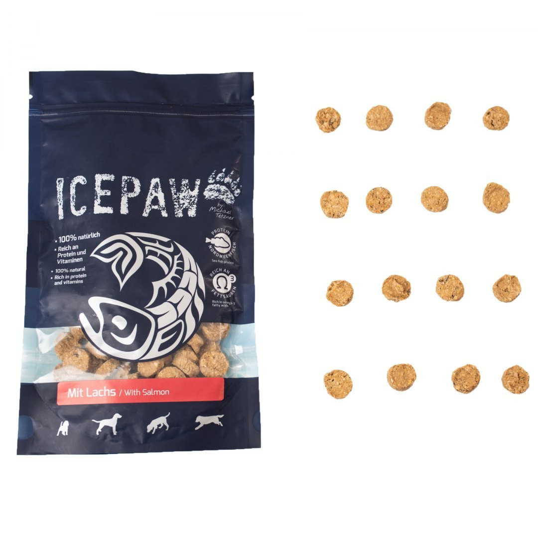ICEPAW mit Lachs– przysmaki z białych ryb i łososia (150g)