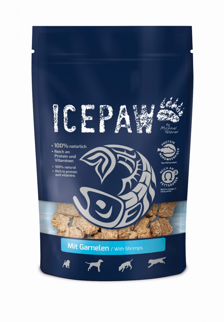 Icepaw Garnelen - przysmaki z filetów ryb i krewetek 150g Icepaw Garnelen - przysmaki z filetów ryb i krewetek 150g