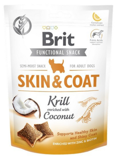 PRZYSMAKI DLA PSA BRIT CARE DOG FUNCTIONAL SNACK SKIN&COAT KRILL