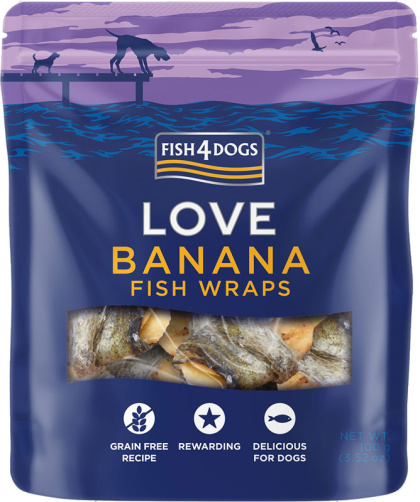 Fish4Dogs - Banana Fish Wraps 100g - Przysmak banan owinięty skórą ryby