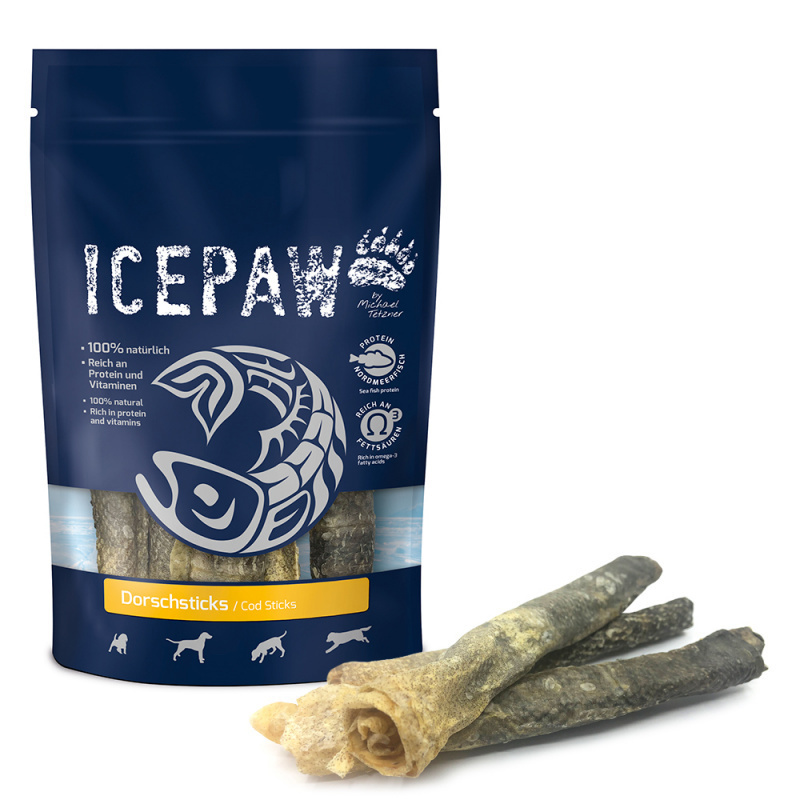 ICEPAW Dorschsticks - przysmaki ze skóry dorsza (100g) ICEPAW Dorschsticks - przysmaki ze skóry dorsza (100g)