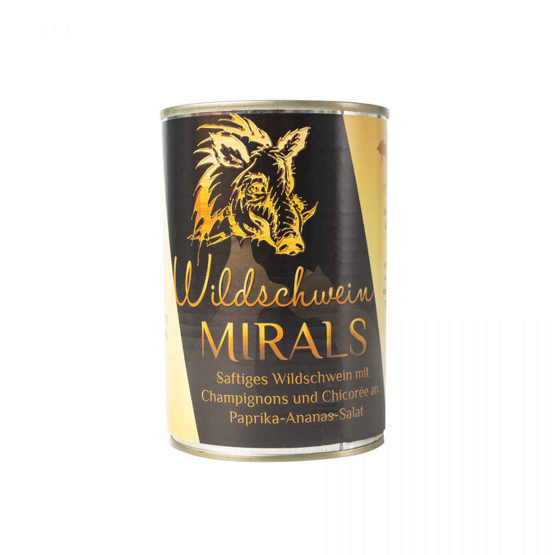 MIRALS Wildschwein - soczysty dzik z pieczarkami i cykorią na sałatce z papryki i ananasa (400g)
