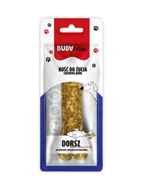 BUBAlicious Kość do żucia dla psa Puppy & Senior dorsz z krylem 12cm