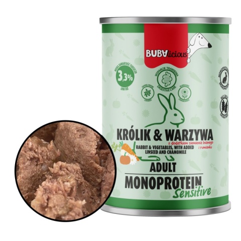 BUBAlicious SENSITIVE Królik 400 g - monoproteinowa karma mokra dla psa