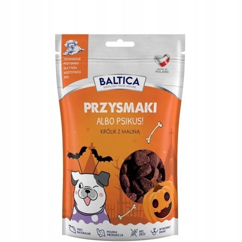 Baltica Przysmaki Halloweenowe Królik z Maliną 100 g - treningowe smaczki dla psa