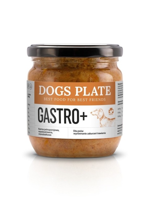 Dogs Plate Vet Gastro+ – Gotowana karma weterynaryjna z kangurem dla psa – 360 g