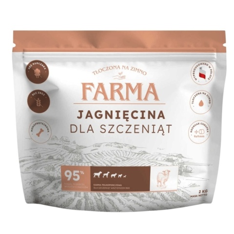 Farma Jagnięcina - karma dla szczeniąt tłoczona na zimno 2 kg