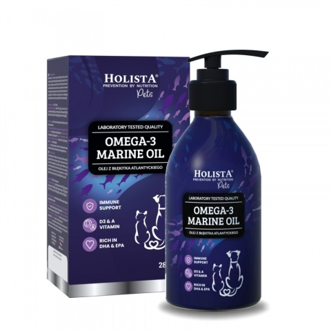 HOLISTA Omega-3 Marine Oil 280 ml - olej omega-3 z błękitka atlantyckiego dla psa i kota