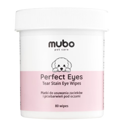 Mubo Perfect Eyes Tear Stain Eye Wipes - płatki do usuwania zacieków pod oczami psa i kota 80 szt.