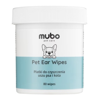 Mubo Pet Ear Wipes - jednorazowe płatki do czyszczenia uszu psa i kota 80 szt.