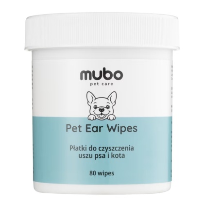 Mubo Pet Ear Wipes - jednorazowe płatki do czyszczenia uszu psa i kota 80 szt.