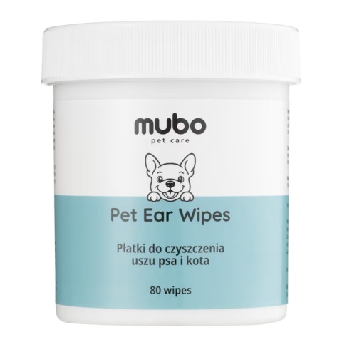 Mubo Pet Ear Wipes - jednorazowe płatki do czyszczenia uszu psa i kota 80 szt.