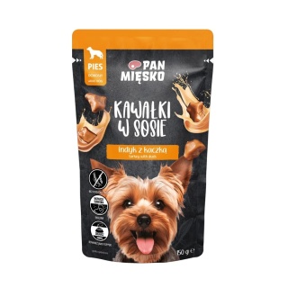 PAN MIĘSKO Kawałki w sosie Indyk z kaczką - mokra karma dla psa 150 g