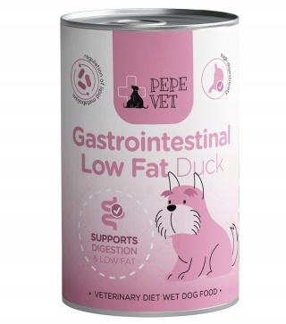 PEPE VET Gastrointestinal Low Fat Duck - specjalistyczna karma mokra dla psa (kaczka) 400 g
