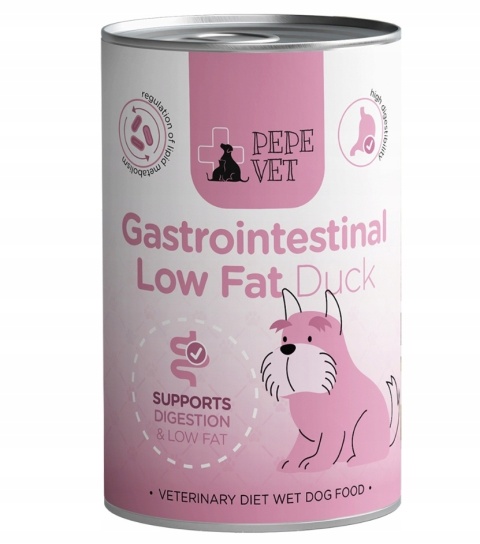 PEPE VET Gastrointestinal Low Fat Duck - specjalistyczna karma mokra dla psa (kaczka) 400 g