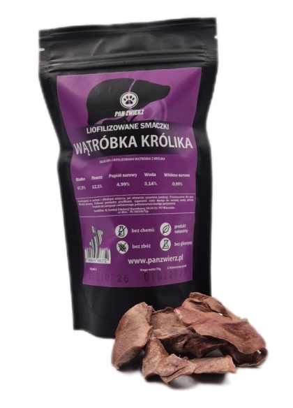 Pan Zwierz Wątróbka królika - liofilizowany smaczek dla psa i kota 70g