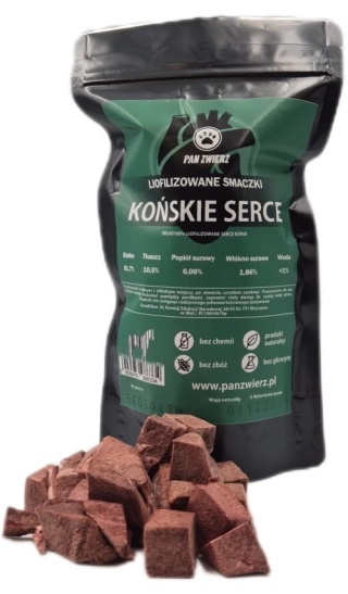 Pan Zwierz - liofilizowane serca końskie, przysmaki dla psa i kota 70 g