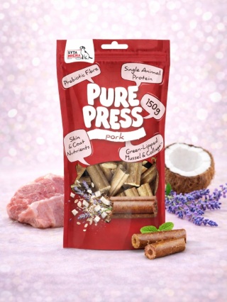 Syta Micha Pure Press Pork – smaczki tłoczone na zimno dla psa, wieprzowina 150 g