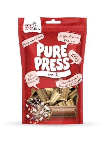 Syta Micha Pure Press Pork – smaczki tłoczone na zimno dla psa, wieprzowina 150 g