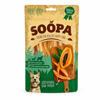 SOOPA Chews Papaya – Przysmaki z papai do żucia dla psów - 100 g