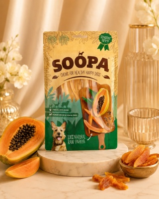 SOOPA Chews Papaya – Przysmaki z papai do żucia dla psów - 100 g