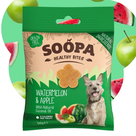 SOOPA Healthy Bites Watermelon & Apple – wege przysmaki dla psa z arbuzem i jabłkiem – 50g