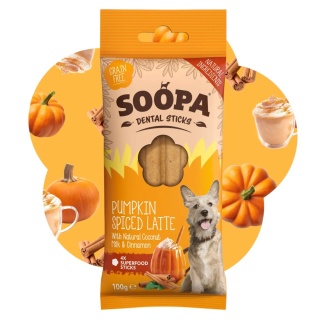 SOOPA Pumpkin Spiced Latte Dental Sticks- wegetarianskie przysmaki dentystyczne dla psa - Pumpkin Spiced Latte