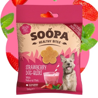 SOOPA Strawberry Dog-Quiri Healthy Bites – wege przysmaki dla psa z truskawką i miętą – 50g
