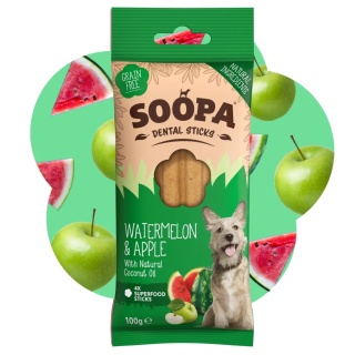 SOOPA Watermelon & Apple Dental Sticks - wege gryzaki dentystyczne dla psa - arbuz i jabłko