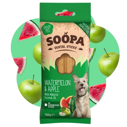 SOOPA Watermelon & Apple Dental Sticks - wege gryzaki dentystyczne dla psa - arbuz i jabłko