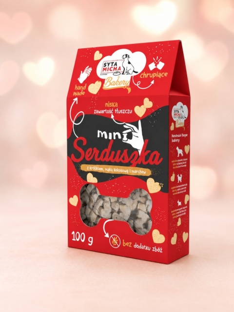 Syta Micha BAKERY Mini serduszka z królikiem 100g