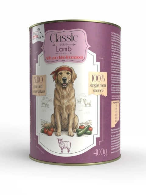 Syta Micha Classic Jagnięcina z cukinią i pomidorami - mokra karma dla dorosłego psa 400 g