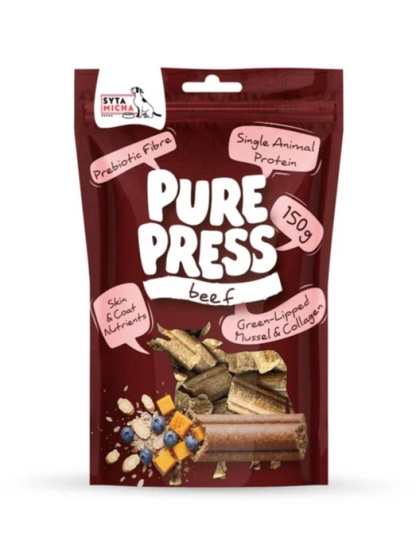 Syta Micha Pure Press Beef – smaczki tłoczone na zimno dla psa, wołowina 150 g