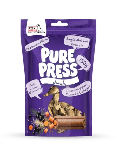 Syta Micha Pure Press Duck – smaczki tłoczone na zimno dla psa, kaczka 150 g