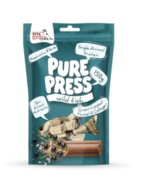 Syta Micha Pure Press Wild Fish – smaczki tłoczone na zimno dla psa, dzikie ryby 150 g