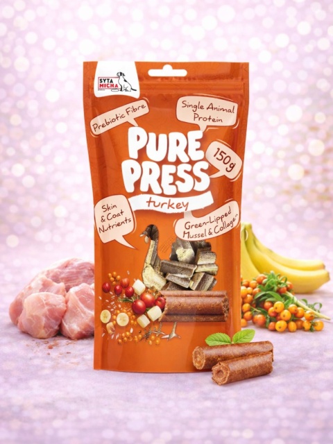 Syta Micha - Smaczki tłoczone na zimno dla psa Pure Press Turkey - indyk 150 g