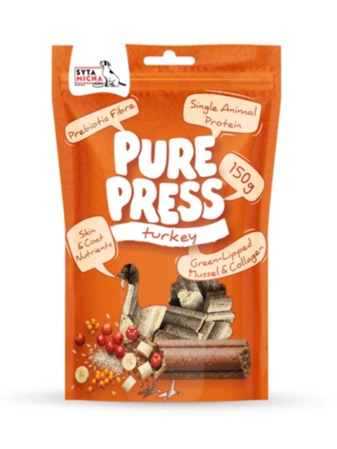 Syta Micha - Smaczki tłoczone na zimno dla psa Pure Press Turkey - indyk 150 g