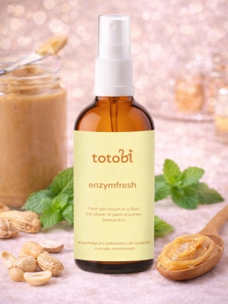 Totobi - Enzymatyczny odświeżacz do pyszczka dla psa i kota o smaku masła orzechowego, 100 ml