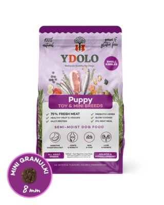YDOLO MINI Puppy - wieprzowina Iberico i ryby - półwilgotna karma dla szczeniąt małych ras 700 g