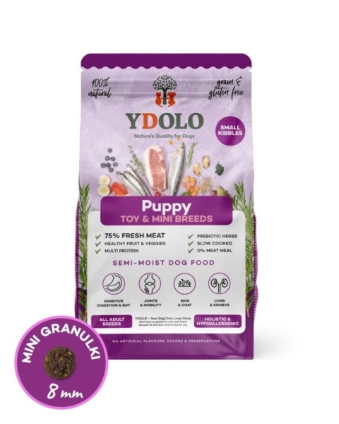 YDOLO MINI Puppy - wieprzowina Iberico i ryby - półwilgotna karma dla szczeniąt małych ras 700 g