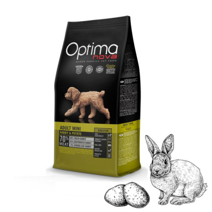 Optimanova Adult Mini Digestive Rabbit & Potato 2 kg - karma bezglutenowa lekkostrawna dla dorosłych psów małych ras