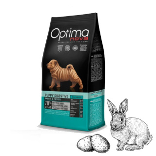 Optimanova Puppy Digestive Rabbit & Potato 2 kg - karma bezglutenowa lekkostrawna dla szczeniąt