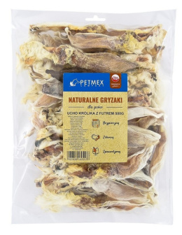 PETMEX – Ucho królika z futrem gryzak naturalny 500g