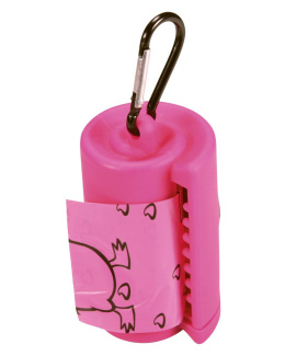 Kiwi Walker Waste Bag Holder - pojemnik na woreczki dla psa + 2 rolki worków - różowy