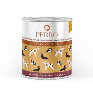 PERRO Karma mokra Indyk z cukinią - dla psów dorosłych - 850g