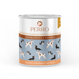 PERRO Karma mokra Wieprzowina z selerem – dla psów dorosłych - 850g