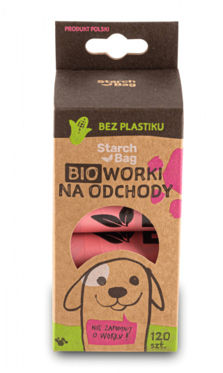 StarchBag – BIOworki na odchody – 120szt. – różowe