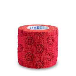 Stokban elastyczny bandaż samoprzylepny 5cm/4,5m - czerwony w uśmiechy